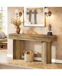 Tribesigns 63-Inch Farmhouse Console Table, Narrow Long Sofa Table Behind Couch, Wood Entry Console for Entryway, Living Room, Foyer, Rustic Brown