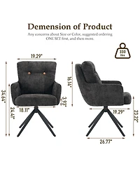 Dyhome Dining Chairs Set of 2, Mid Century Modern Swivel with Arm, Upholstered Accent Chair for Kitchen Living Room, Metal B