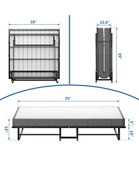 Portable Rollaway Guest Bed with Memory Foam Mattress and Bed Side Pocket