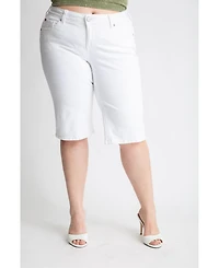 Slink Jeans Plus Color Mid Rise Bermuda shorts with side vents 15" inseam