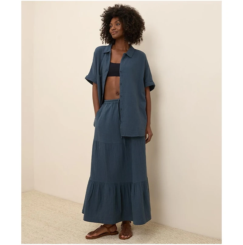 Pact Women's Organic Cotton Coastal Double Gauze Oversized Shirt
