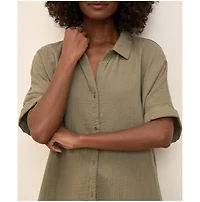 Pact Women's Organic Cotton Coastal Double Gauze Oversized Shirt 