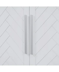 Streamdale White Sideboard Cabinet with 4 Doors, Adjustable Shelves, and Silver Handles