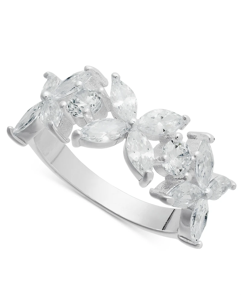 Charter Club Silver-Tone Cubic Zirconia Flower Ring, Exclusively at Macy's