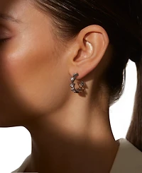 Eliot Danori Silver-Tone Small Cubic Zirconia Triangle C-Hoop Earrings, 0.87", Exclusively at Macy's