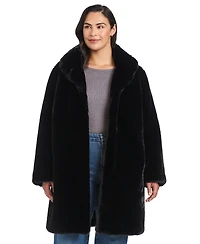 Jones New York Plus Stand-Collar Faux-Fur Coat
