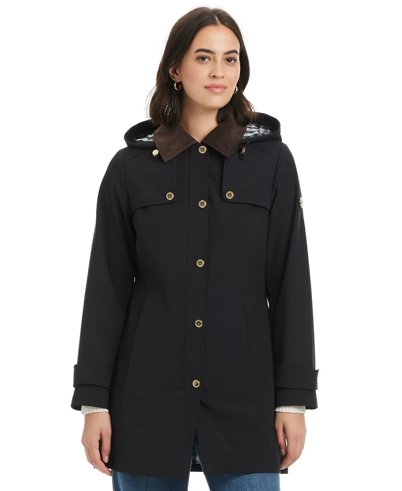 Jones New York Women's Hooded Corduroy-Collar Softshell Coat, Exclusively at Macy's