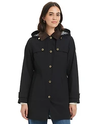 Jones New York Women's Hooded Corduroy-Collar Softshell Coat, Exclusively at Macy's