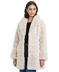 Jones New York Petite Notched-Collar Faux-Fur Coat