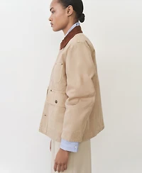 Mango Women's Contrasting Collar Denim Parka Jacket