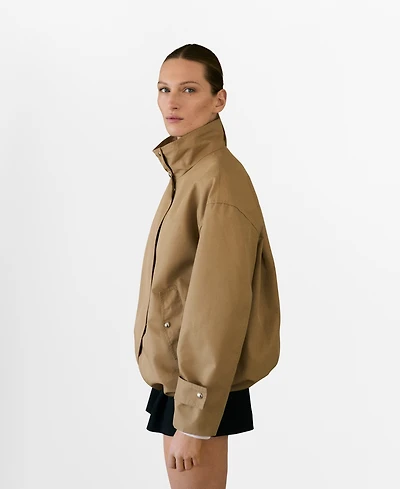 Mango Women's Gathered Hem Cotton Parka Jacket