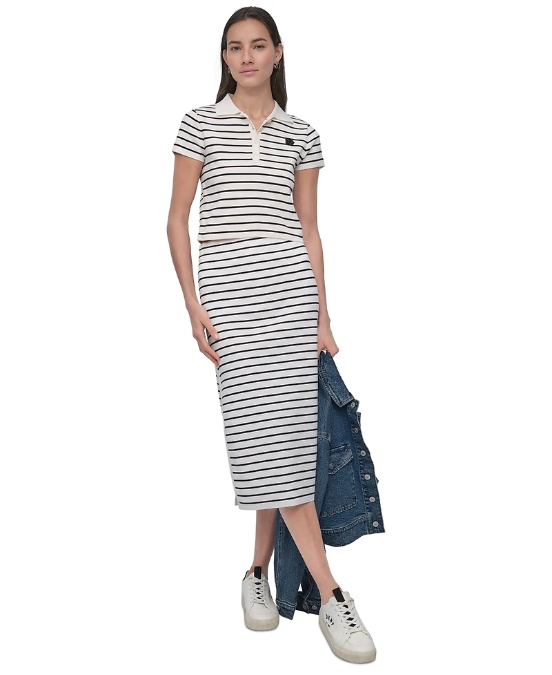 Dkny Jeans Women's Striped Midi-Length Pencil Skirt - IVK