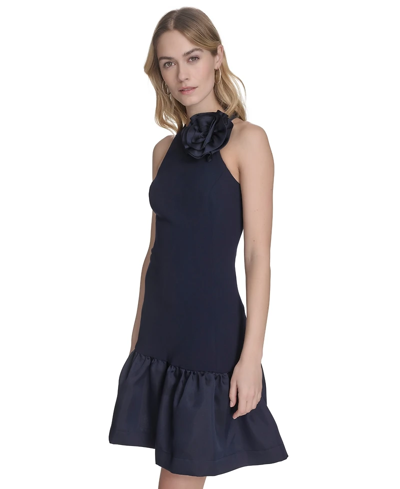Eliza J Women's Taffeta Rosette Halter Dress