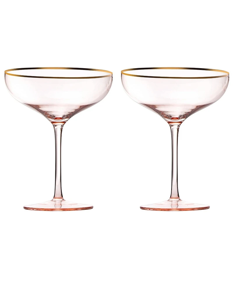 The Wine Savant Gilded Rim Coupe Glasses, Set of 2