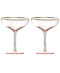The Wine Savant Gilded Rim Coupe Glasses, Set of 2
