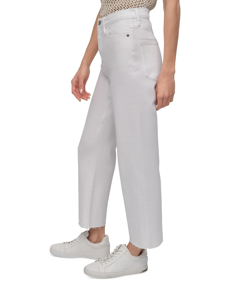 Dkny Jeans Women's High-Rise Classic Straight-Leg Raw-Hem - Wht