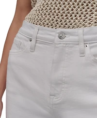Dkny Jeans Women's High-Rise Classic Straight-Leg Raw-Hem - Wht