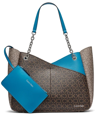 Calvin Klein Zoe Signature Chain Tote Bag