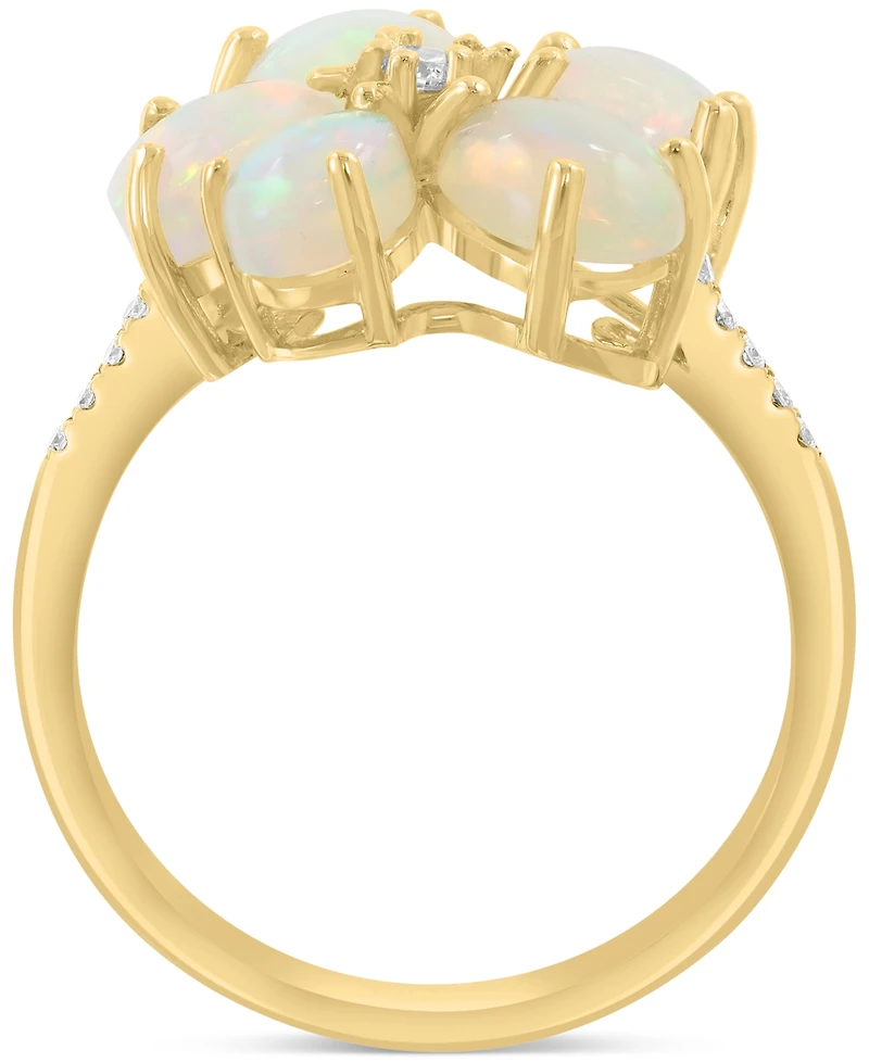 Effy Ethiopian Opal & Diamond (1/4 ct. t.w.) Flower Statement Ring in 14k Yellow Gold