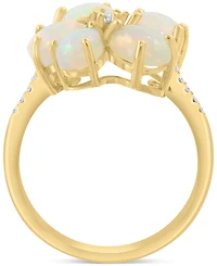 Effy Ethiopian Opal & Diamond (1/4 ct. t.w.) Flower Statement Ring in 14k Yellow Gold