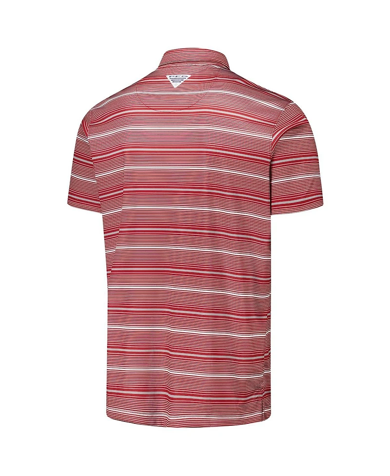 Columbia Men's Cardinal Arkansas Razorbacks Pfg Super Terminal Tackle Omni-Shade Stripe Polo Shirt