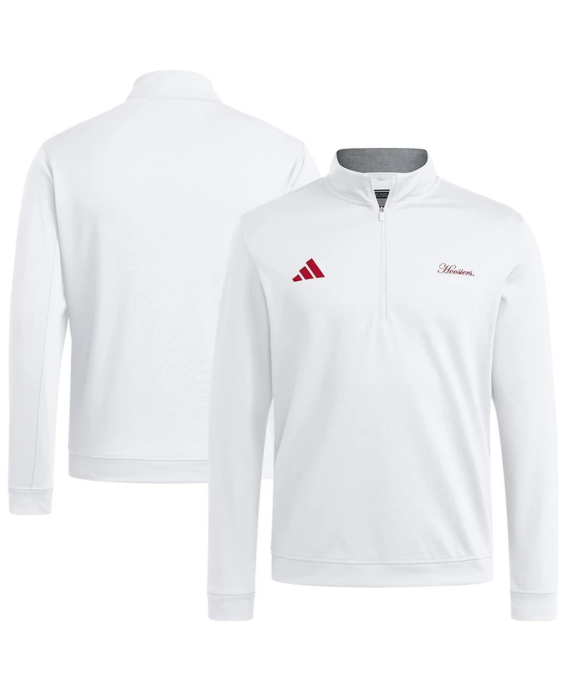 Adidas Men's White Indiana Hoosiers Elevated Quarter-Zip Jacket