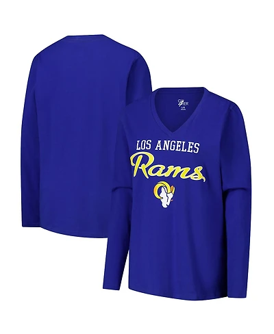 G-iii 4Her by Carl Banks Women's Royal Los Angeles Rams Post Season Long Sleeve V-Neck T-Shirt