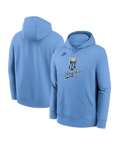 Nike Men's Light Blue Kansas City Royals Cooperstown Collection Logo Club Pullover Hoodie