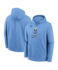 Nike Men's Light Blue Kansas City Royals Cooperstown Collection Logo Club Pullover Hoodie