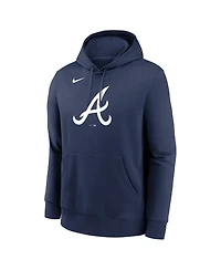 Nike Men's Navy Atlanta Braves Logo Club Fleece Pullover Hoodie