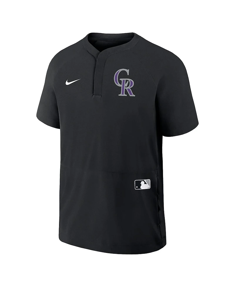 Nike Men's Black Colorado Rockies Authentic Collection Raglan Short Sleeve Windshirt