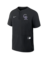 Nike Men's Black Colorado Rockies Authentic Collection Raglan Short Sleeve Windshirt
