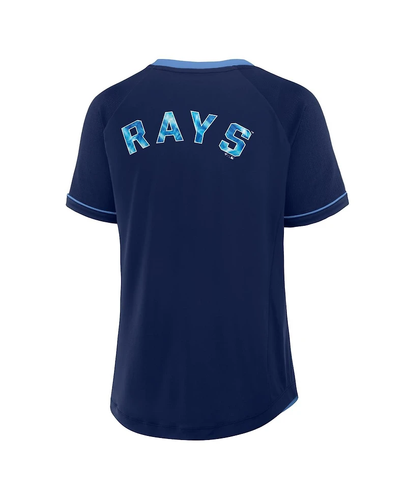 Fanatics Women's Navy Tampa Bay Rays League Diva Star Raglan V-Neck T-Shirt