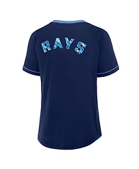 Fanatics Women's Navy Tampa Bay Rays League Diva Star Raglan V-Neck T-Shirt
