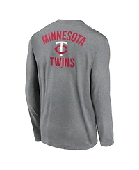 Nike Men's Heather Charcoal Minnesota Twins 2-Hit Legend Performance Long Sleeve T-Shirt