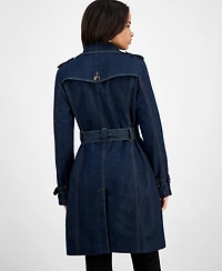 Steve Madden Women's Double-Breasted Denim Trench Coat