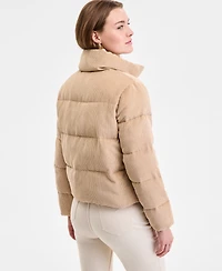 Steve Madden Women's Corduroy Zip-Front Puffer Coat