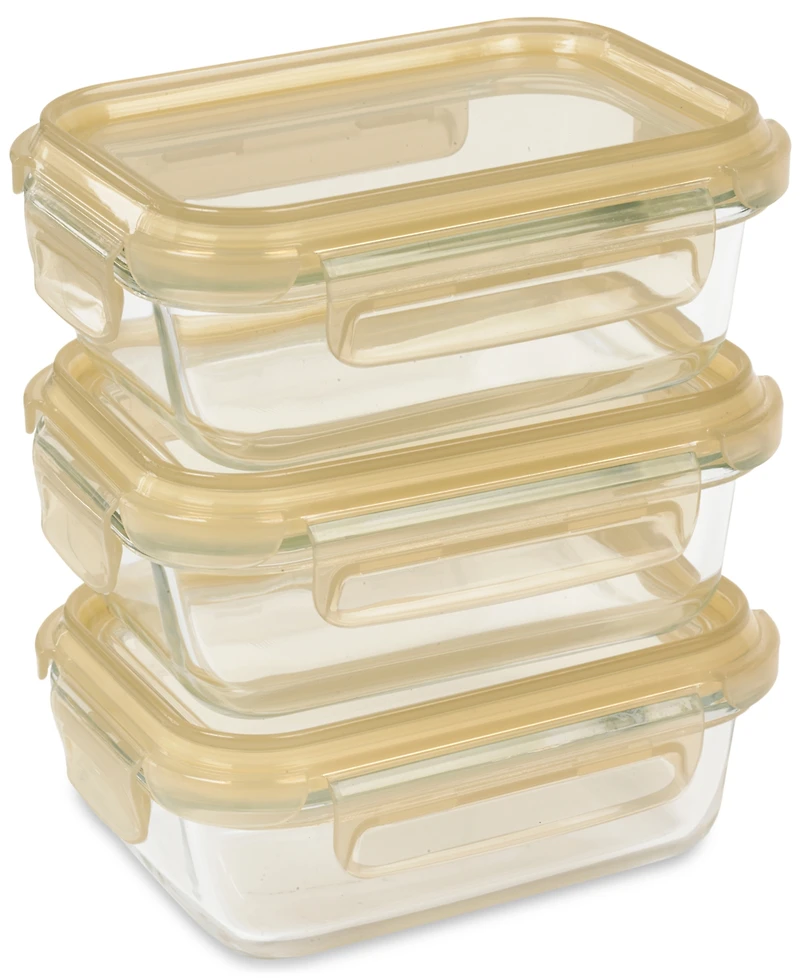Sedona Kitchen 3-Pack Rectangular Glass Food Storage Container Set