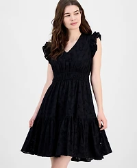 Anne Klein Women's Cotton Eyelet Drawstring-Waist Dress