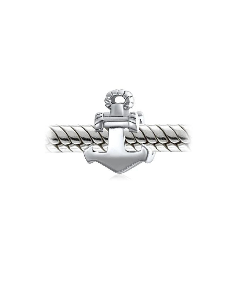 Bling Jewelry Nautical Anchor Rope Charm Bead in Sterling Silver for European Bracelets