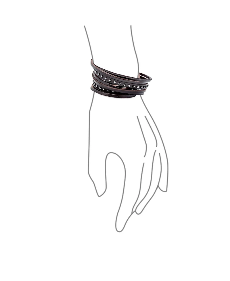 Bling Jewelry Hip Hop Punk Rocker Cuff Bracelet Metal Studded Rivets Multi-Layer Leather