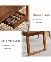 Tribesigns 55-Inch Dining Table with Storage Drawer for Dining Room, Rectangular Modern Dinner Kitchen Table with Solid Wood Legs for 4-6 People