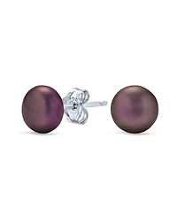 Bling Jewelry Basic Simple Bead Ball Freshwater Cultured Pearl Stud Earrings .925 Sterling Silver 7MM