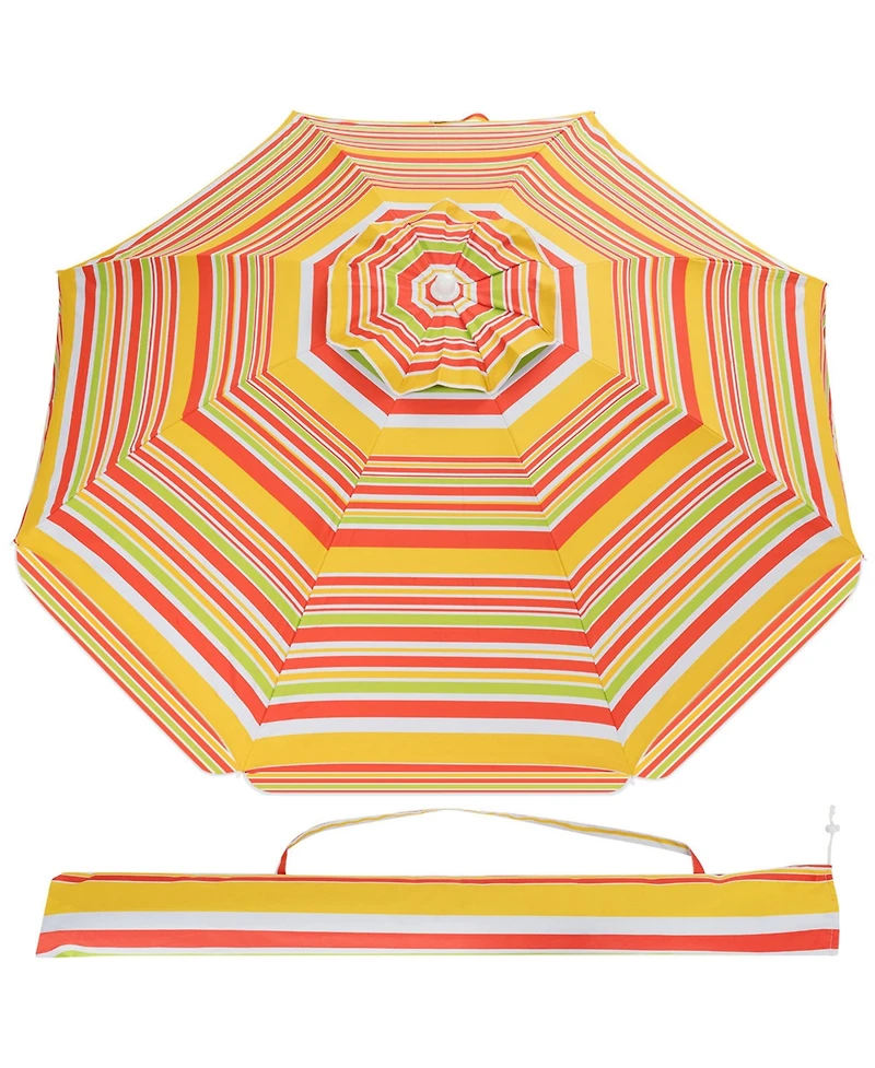 Gymax 6.5Ft Beach Umbrella w/ Tilt Mechanism Sand Anchor Carrying Bag