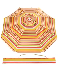 Gymax 6.5Ft Beach Umbrella w/ Tilt Mechanism Sand Anchor Carrying Bag