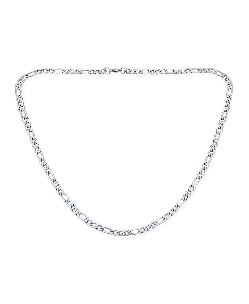 Bling Jewelry Flat Figaro Link 5MM Necklace & Bracelet Set Black Gold Tone Stainless Steel