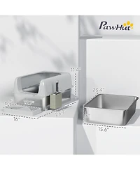 PawHut 2 Pack Stainless Steel Litter Box with Metal Scoop & Scoop Holder