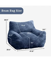 Oversized Bean Bag Chair for Adults with Armrests, Corduroy Sofa Seat Living Room, Bedroom or Dorm-The Pop Home