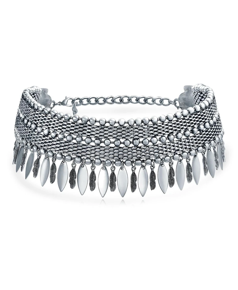 Bling Jewelry Native American Style Feather Choker Necklace Bohemian Boho Western Jewelry