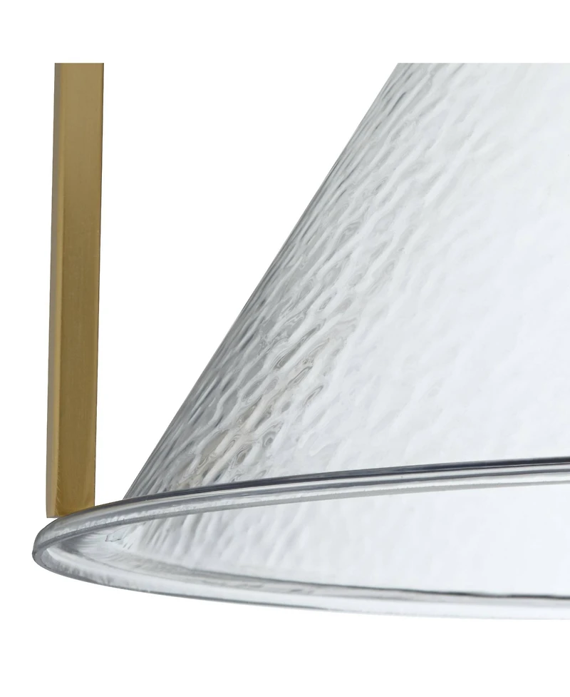 Possini Euro Design Ellsmere 15" Modern Flush-Mount Ceiling Light Fixture Kitchen Foyer Hallway Warm Brass Finish Hammered Glass